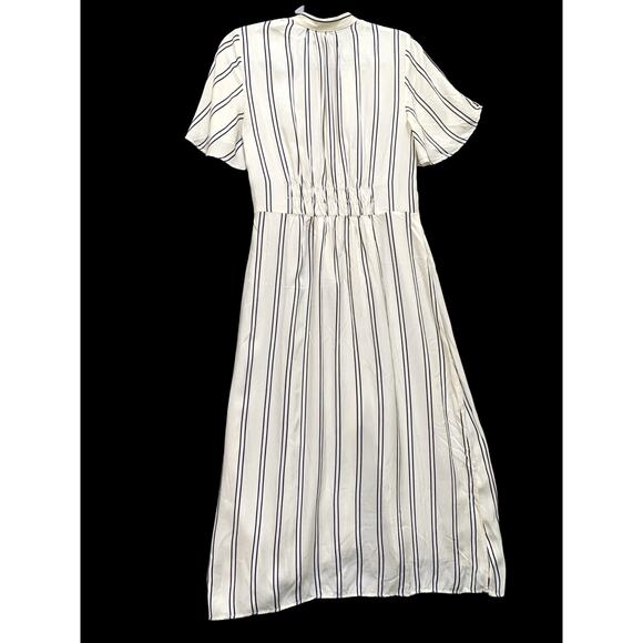 ZARA Ivory & Black Striped Viscose Button Down Shirt Dress Sz SML - Picture 12 of 16